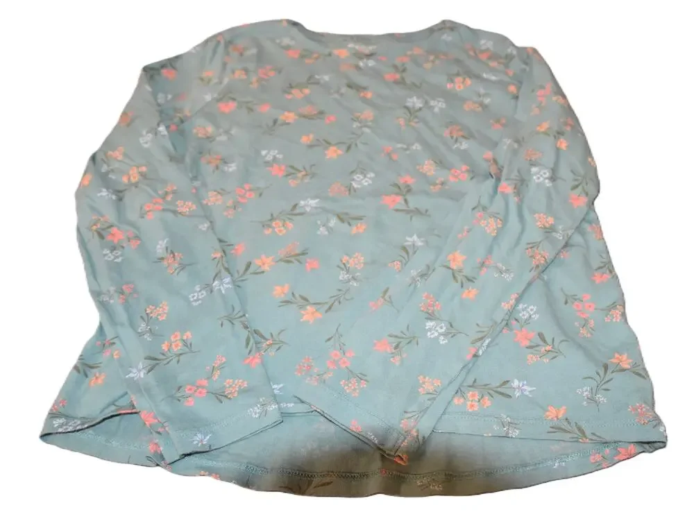 Old Navy Long Sleeve High Low Softest Tee, Deep Sage Floral, Girls XL 14/16, EGU